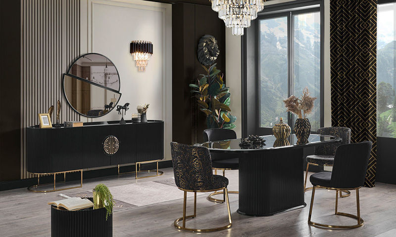 Gucci Siyah Gold Yemek Odası Takımı