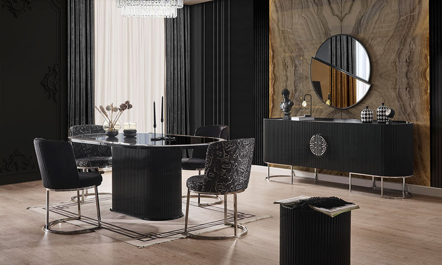 Gucci Siyah Silver Yemek Odası Takımı resmi